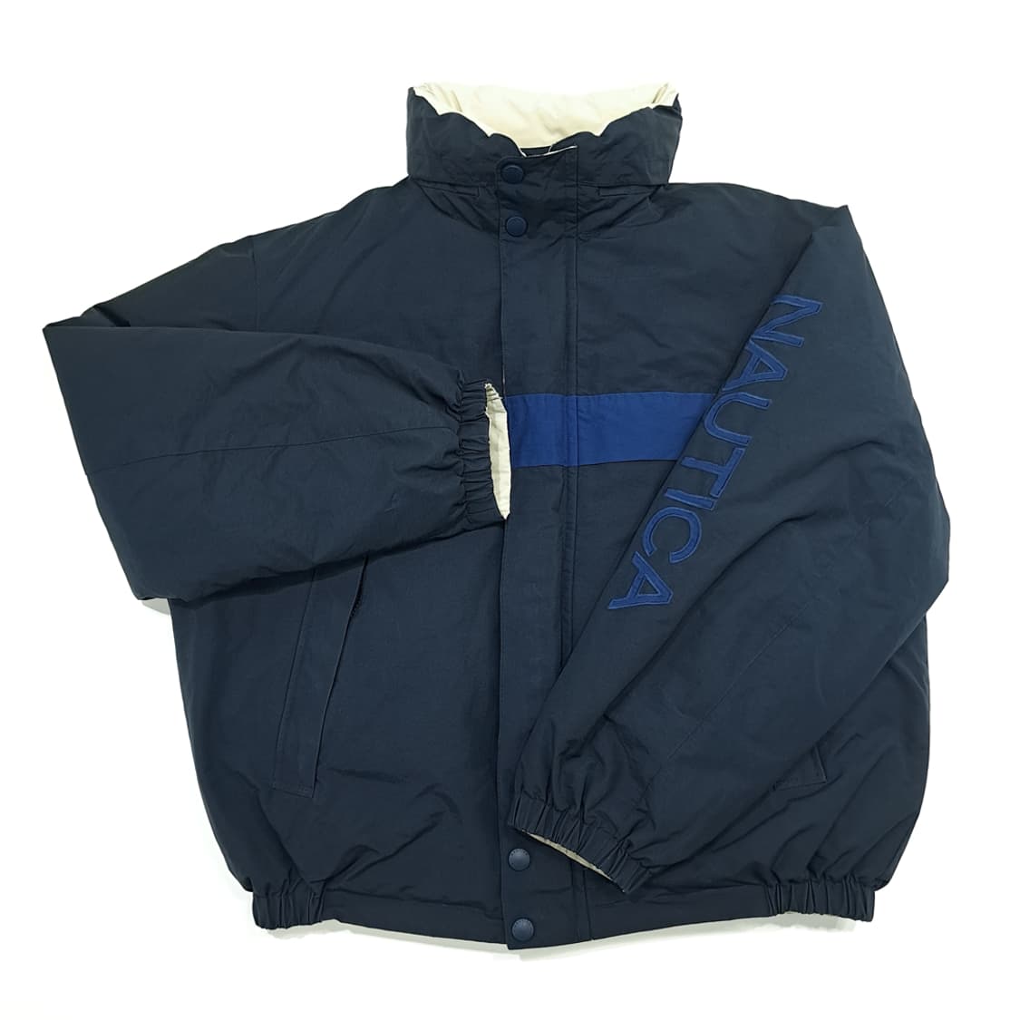 CN968 L 노티카 클래식 네이비 아이보리 구스다운 양면 패딩 점퍼 상품이미지2