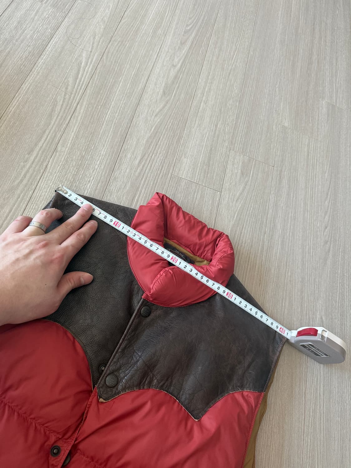 예전모델 rrl 더블알엘 레더 요크 퀄팅 베스트 레드 M 상품이미지7