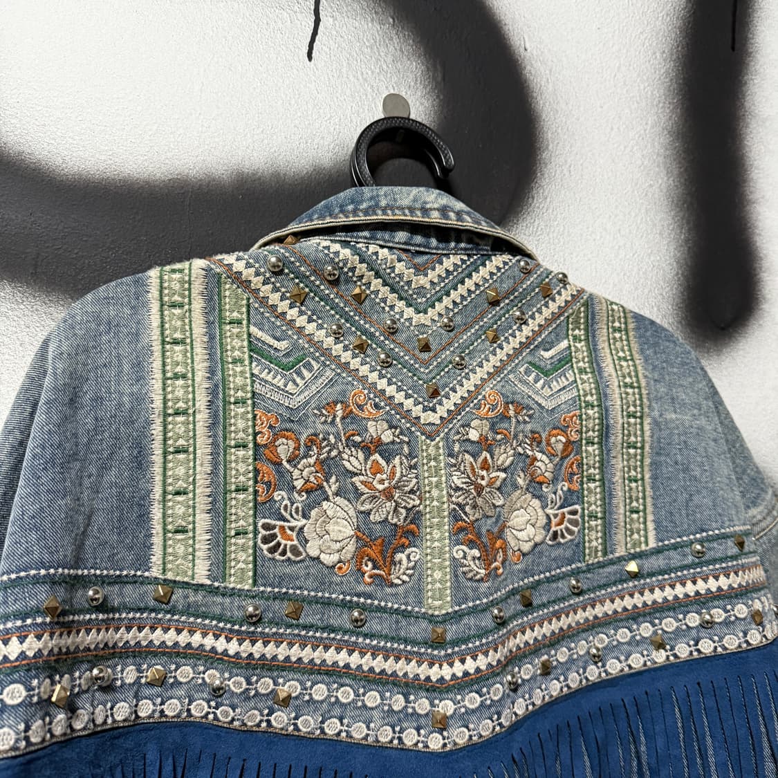 VTG 빈티지 에스닉 웨스턴 스톤 찡 , 프린지 데님 자켓 상품이미지6