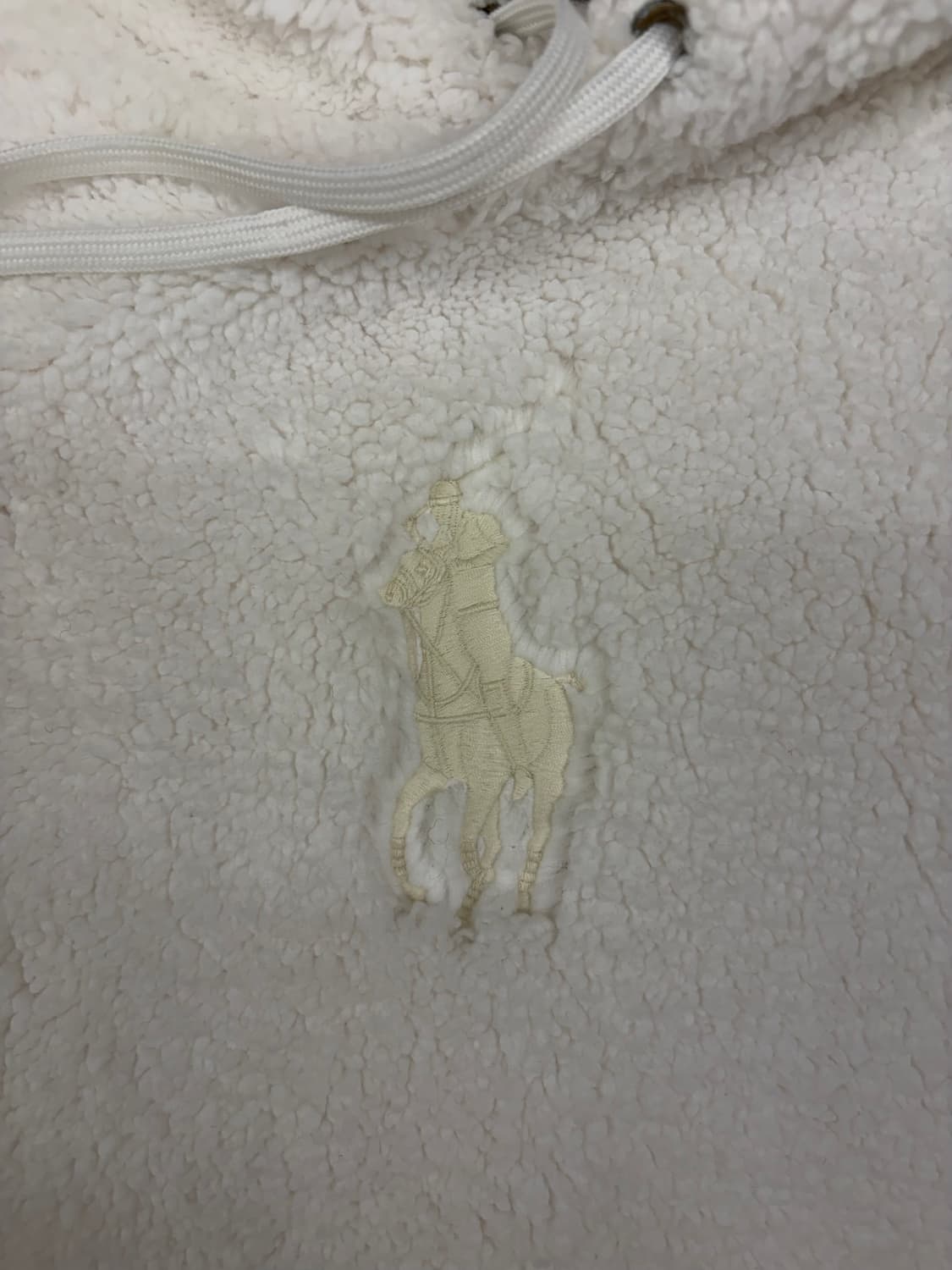 [L]폴로 랄프로렌 흰색 뽀글이 양털 후드티 상품이미지3