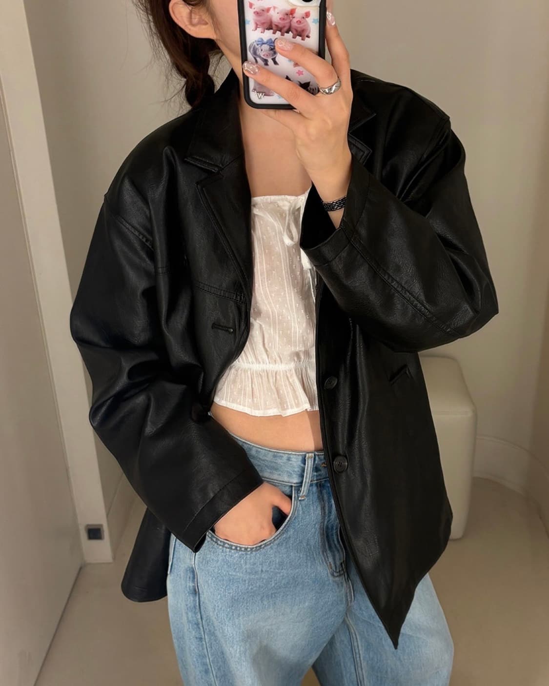 러브바이무드 캐롤 레더 자켓 상품이미지2