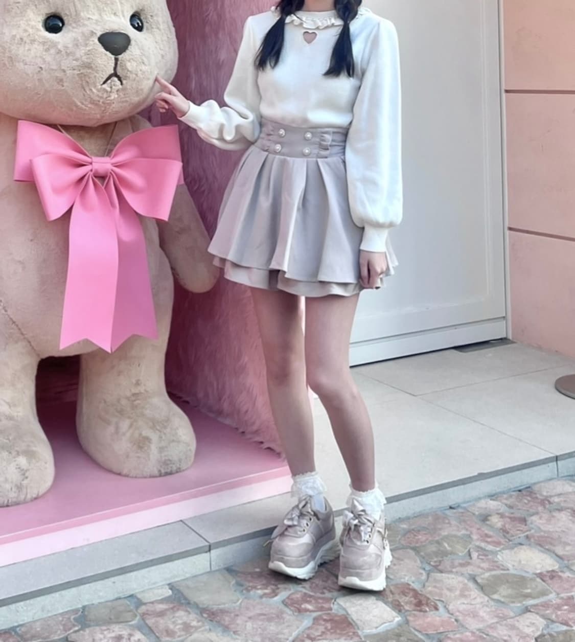 노에미 비쥬 프릴 핑크 스커트 상품이미지1