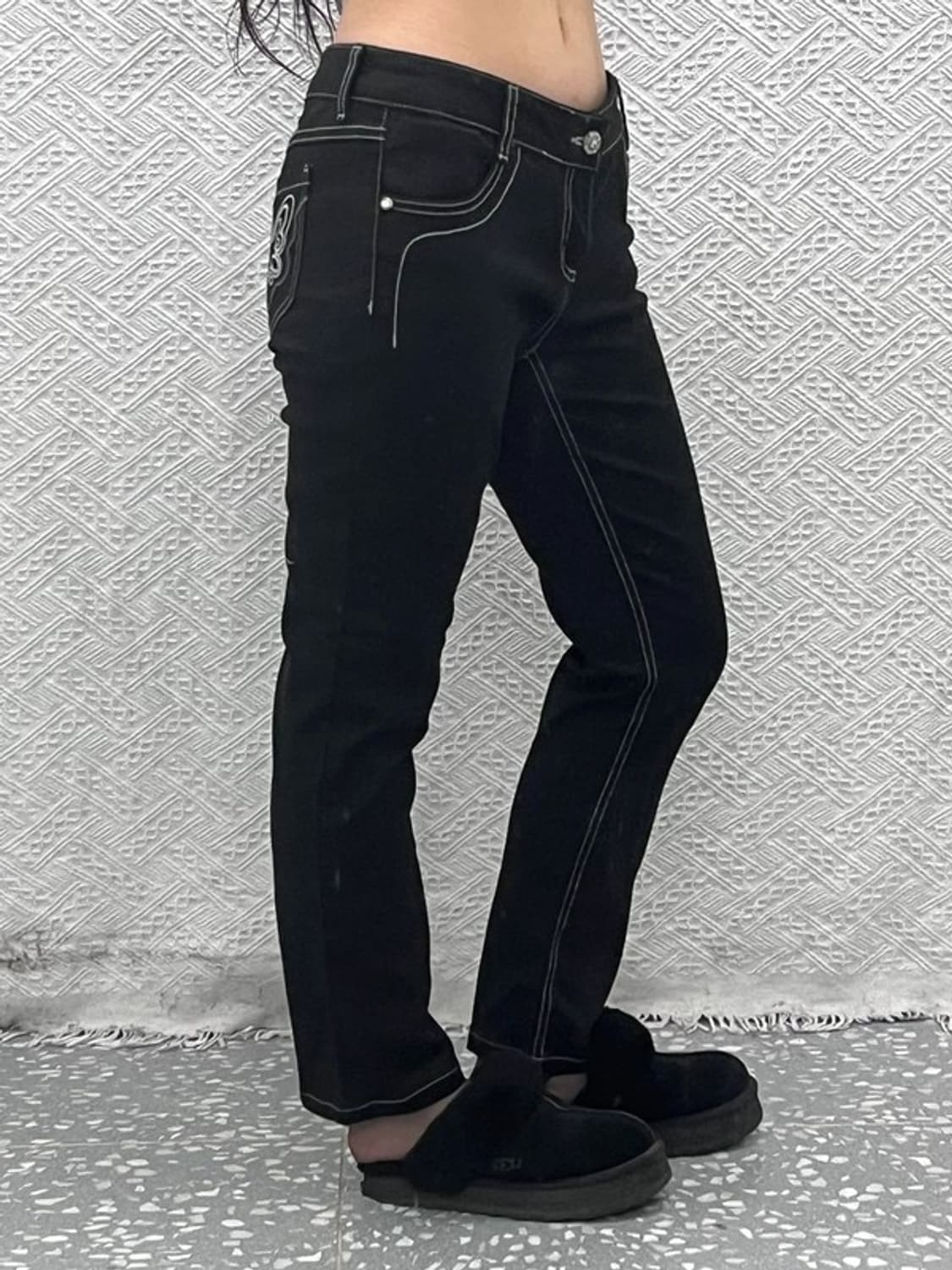 베티붑 펑크 키치 나비자수 흑청 데님팬츠 29인치 C10404 상품이미지2