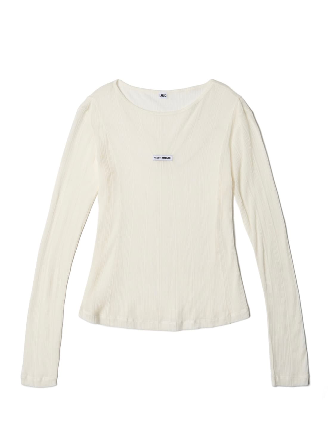 Label Shirring Long Sleeve Tee white 상품이미지1