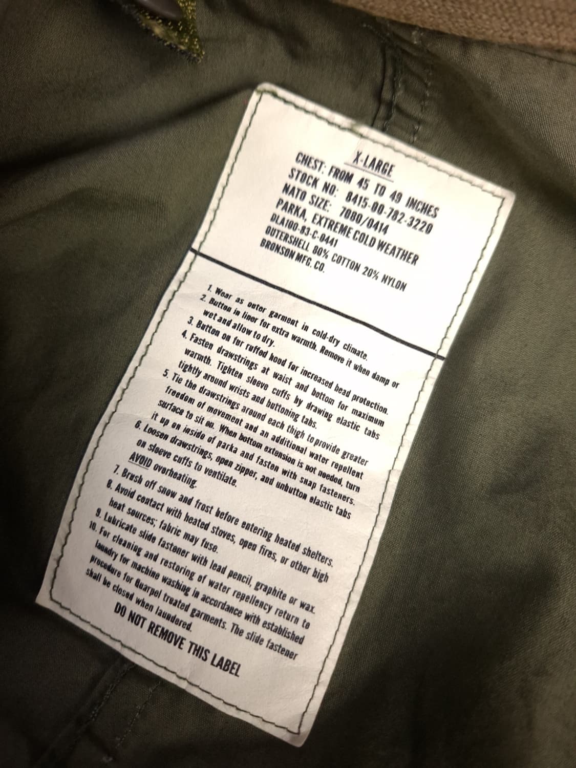 특A 오리지날 브론스 미군 M-65 피쉬테일 개파카 상품이미지2