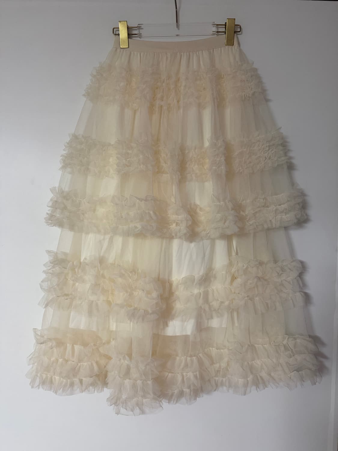 새상품 여자 5단 캉캉 롱스커트 (아이보리) 상품이미지1