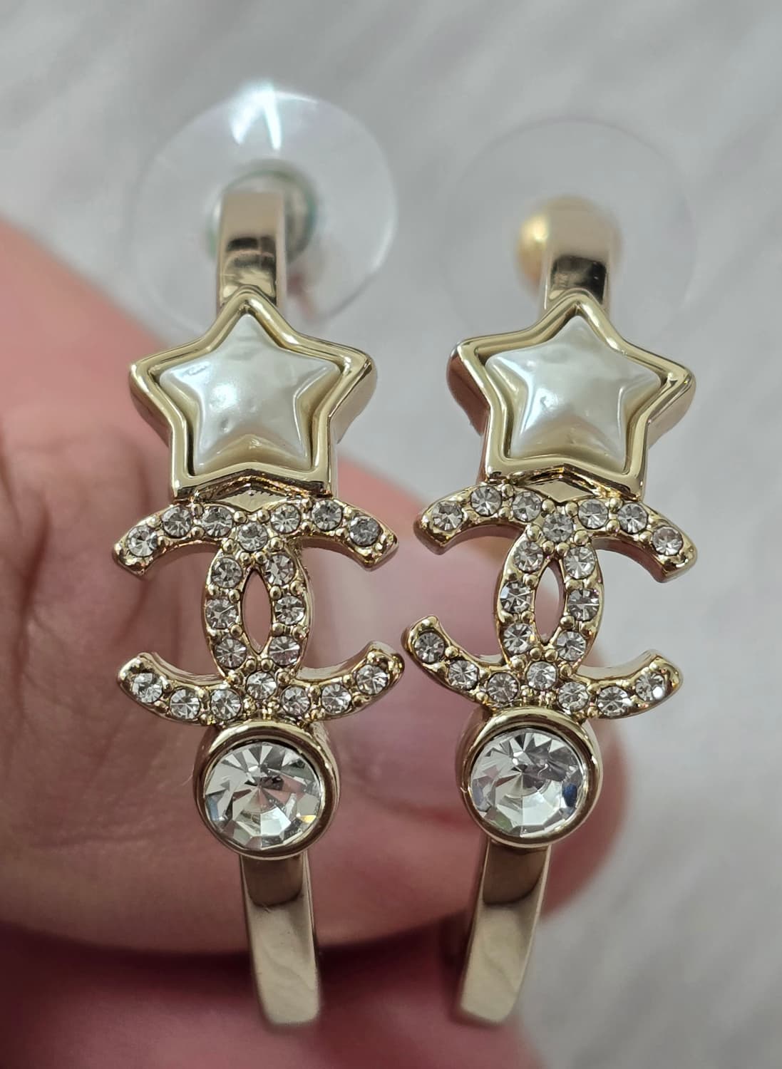 (정품) 샤넬 CC로고 스타 후프 링 귀걸이 (명품 이어링 목걸이 팔찌  상품이미지2