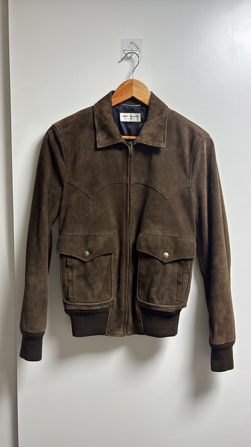 생로랑 15시즌 에디슬리먼 브라운 스웨이드 자켓 상품이미지1