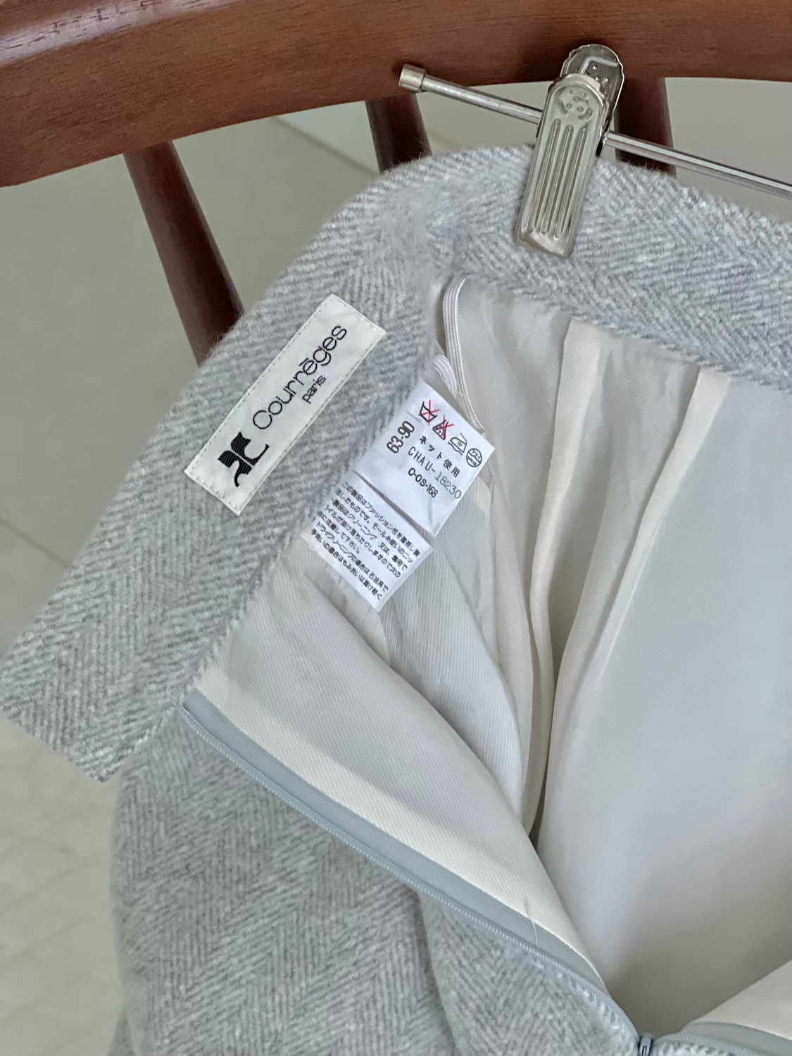 큐레쥬 울 헤링본 셋업 자켓 스커트 꾸레쥬 상품이미지7