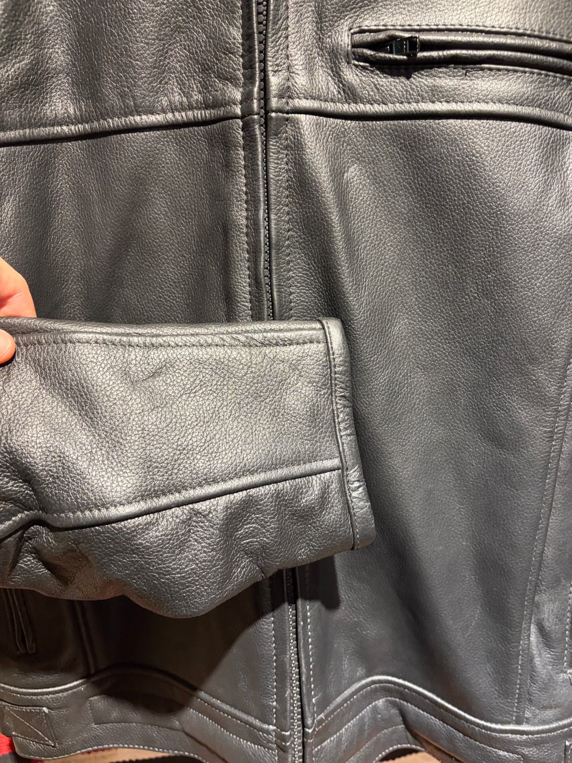 Cow leather biker jacket 상품이미지4