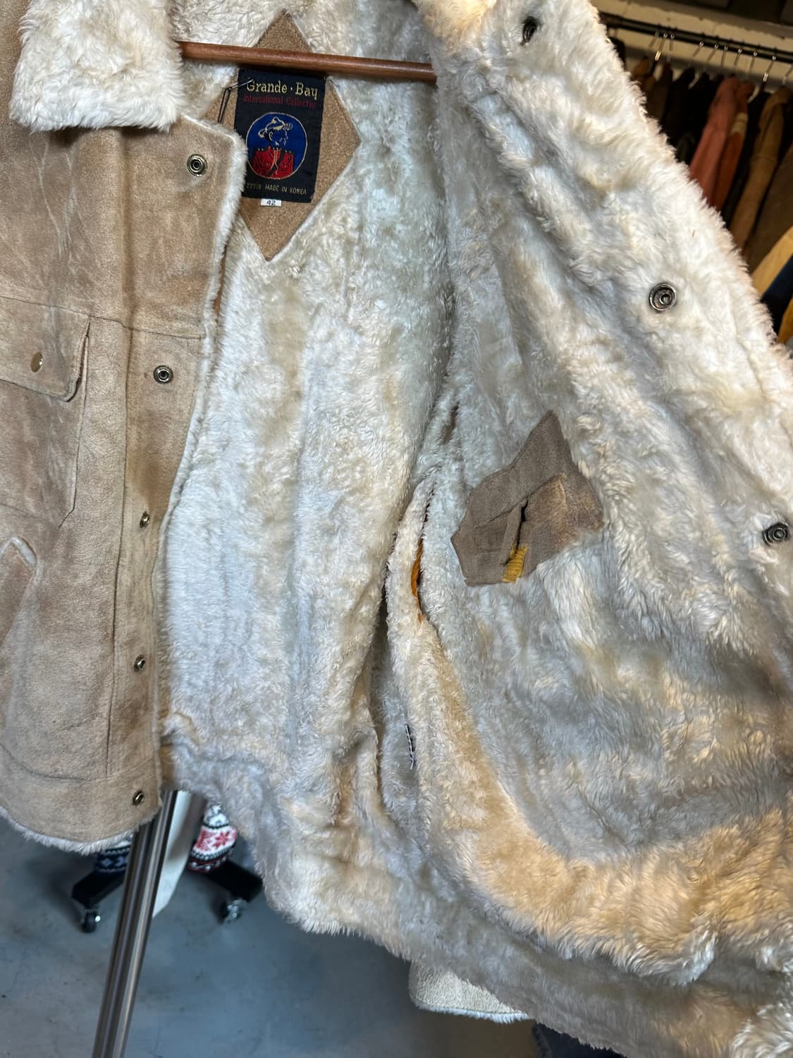 80-90s Grande Bay 헤비 리얼 레더 스웨이드 자켓 상품이미지8