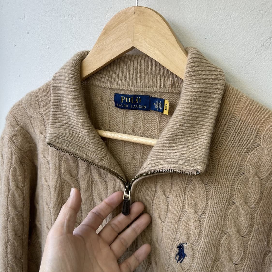15817 - 폴로 랄프로렌 베이지 케이블 반집업 울 니트 (울 90%  상품이미지3