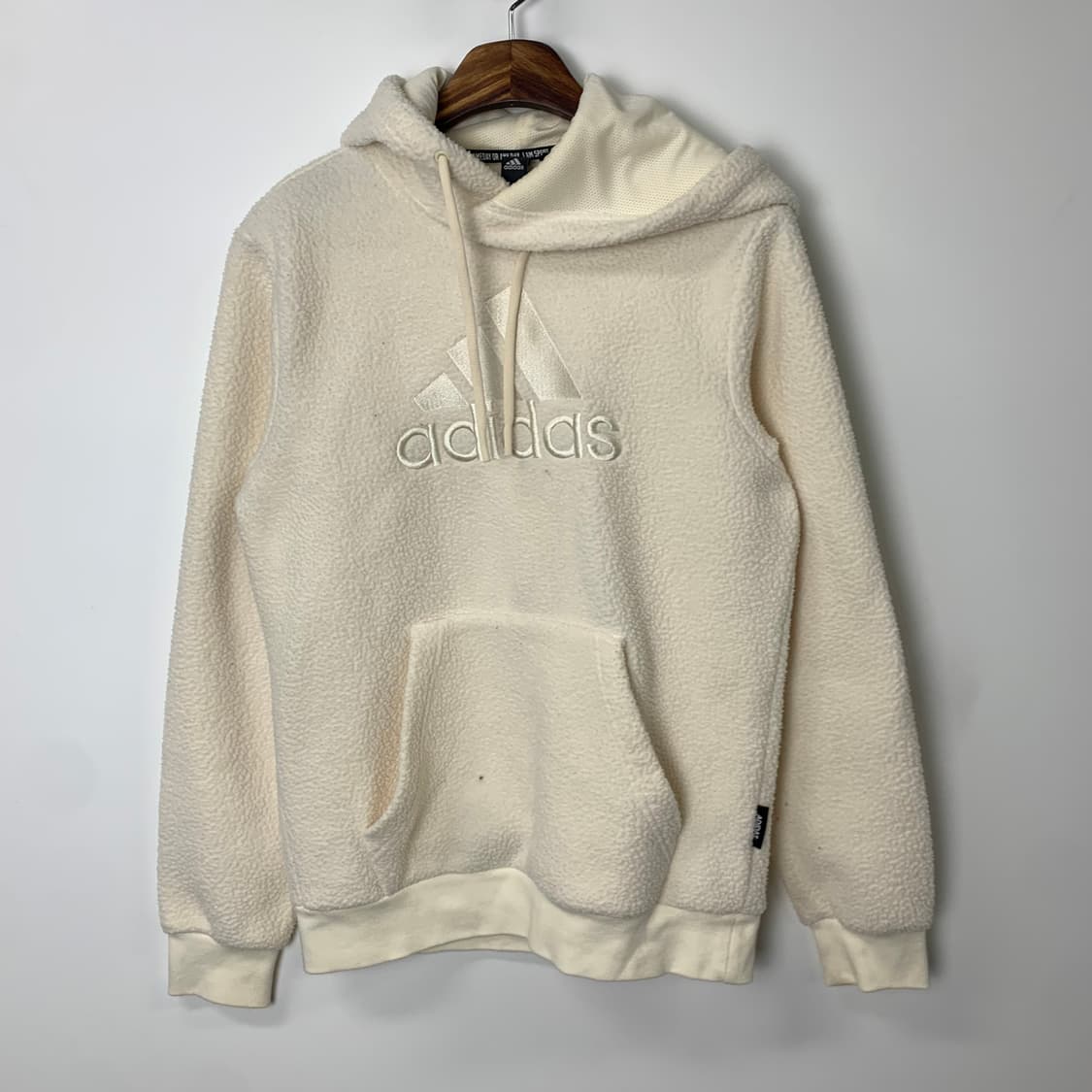 아디다스 빅로고 아이보리 쉐르파 후드티 상품이미지2