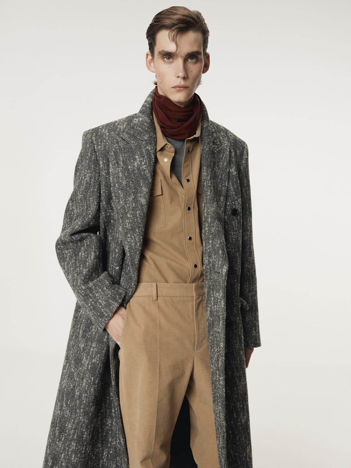 렉토 25FW 헤링본 더블 브레스티드 코트 블랙 상품이미지5