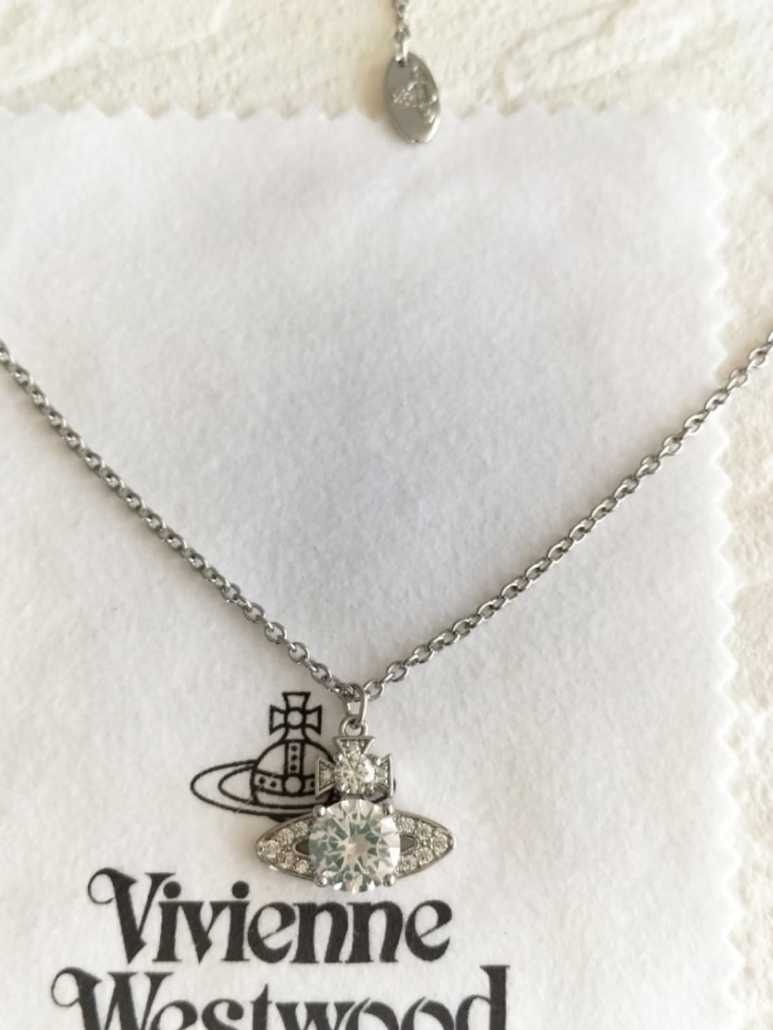 비비안웨스트우드 아카이브 화이트 크리스탈 큐빅 팬던트 목걸이 상품이미지1