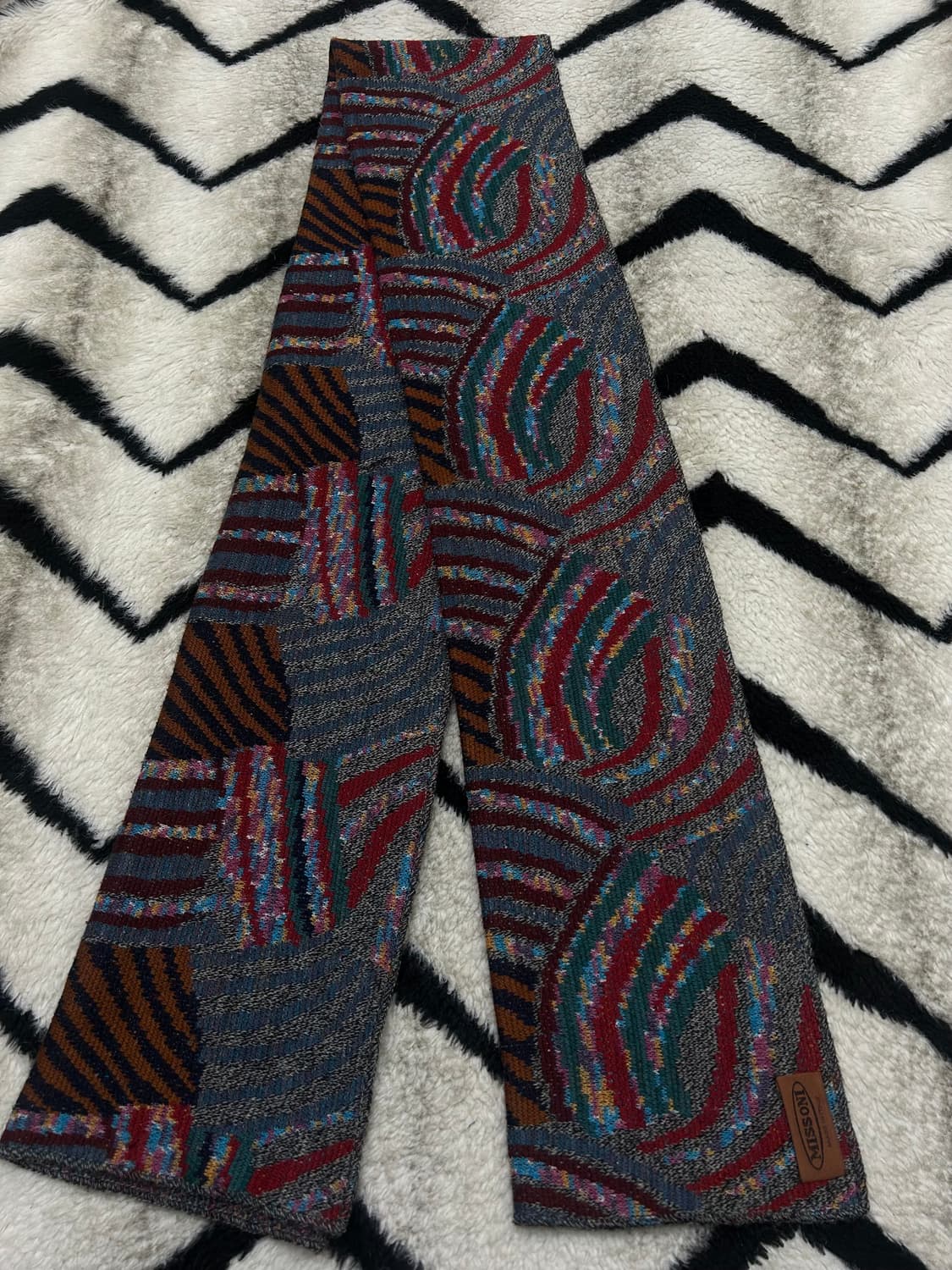 미쏘니 패턴 니트 롱 머플러 상품이미지2