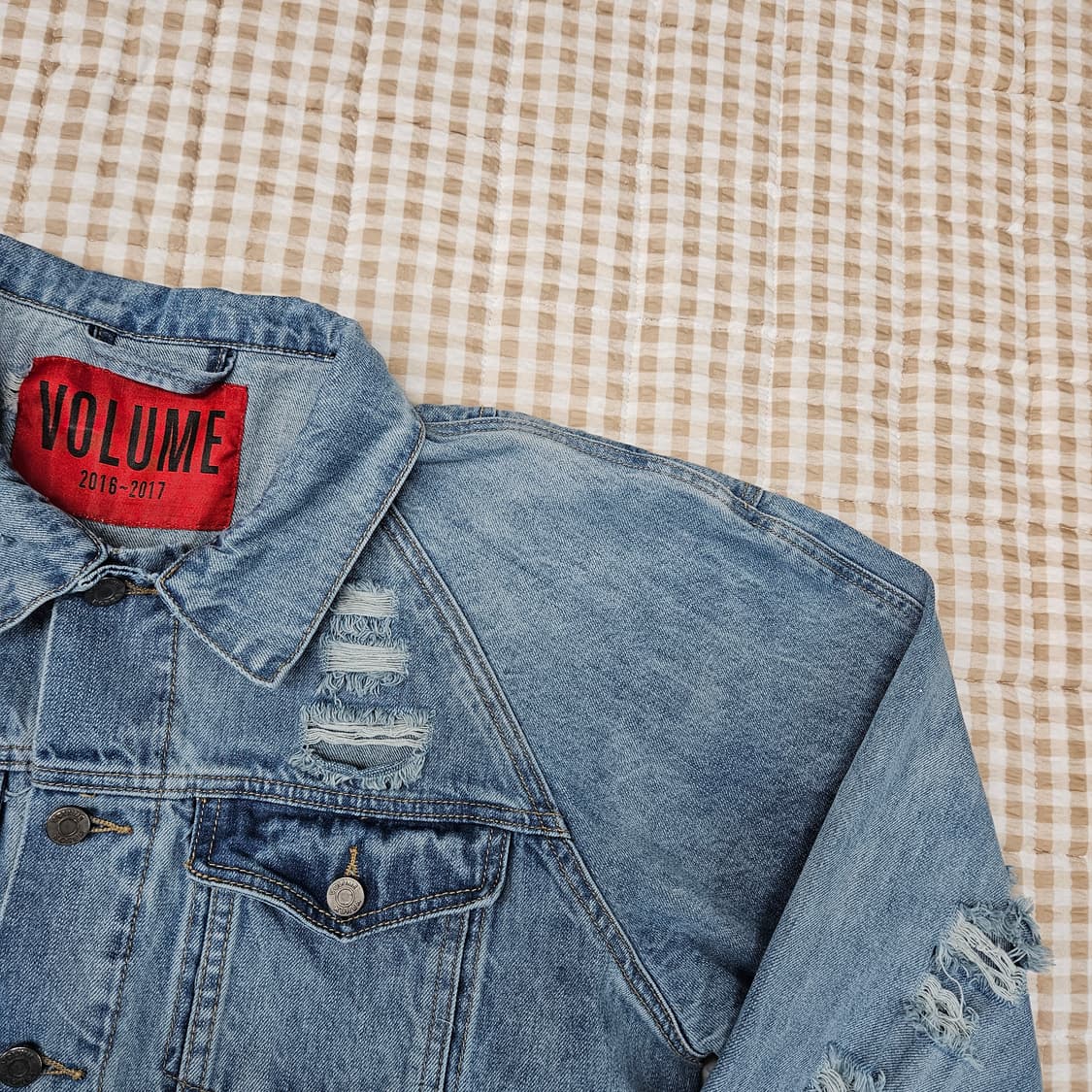 드레스볼륨 오버핏 짖청 데님 자켓 남자100~105 상품이미지3