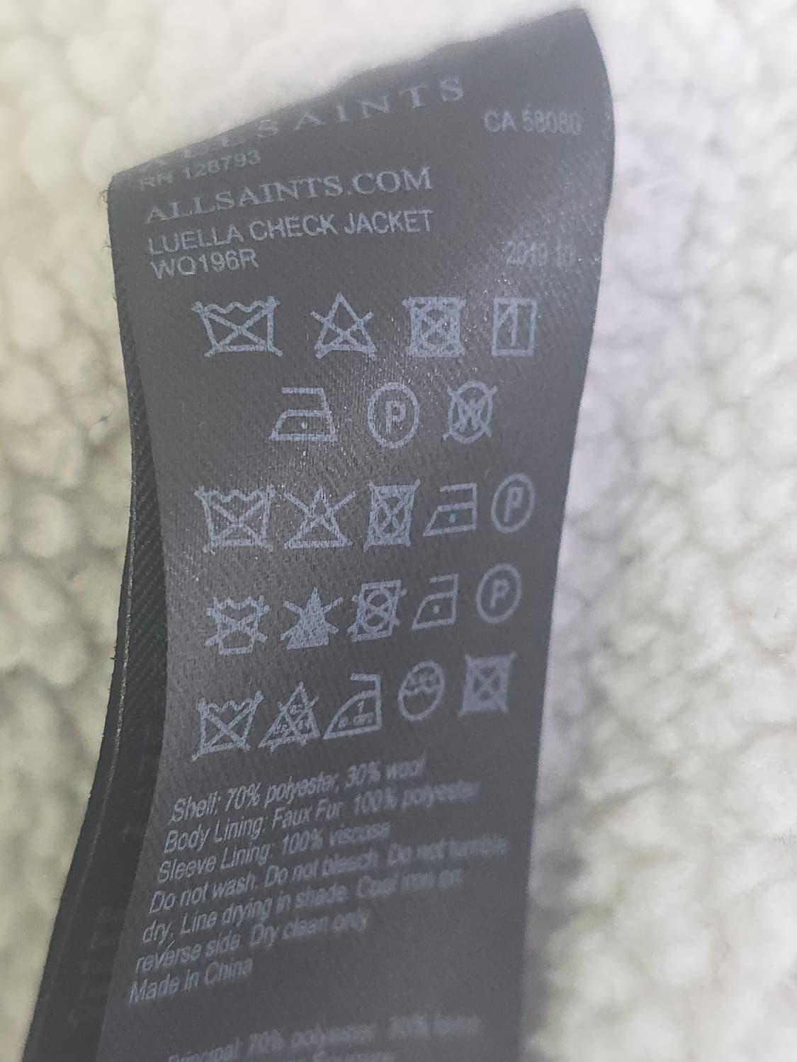 올세인츠 ALLSAINTS 울혼방 체크 셔츠자켓 M새제품 상품이미지6