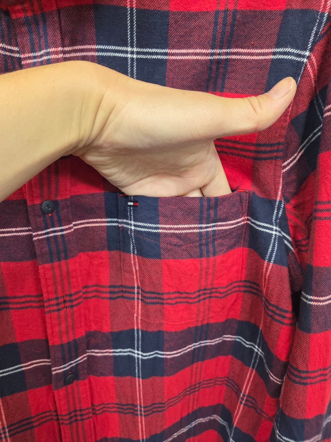 타미 진스 울 모직 체크 셔츠 긴팔 L 레귤러  상품이미지4