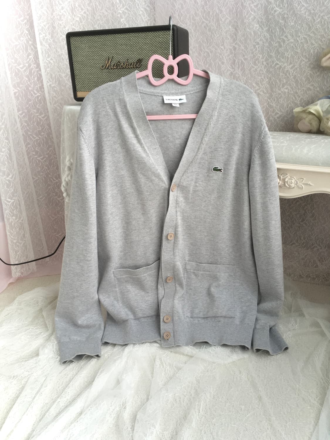 Lacoste gray knit cardigan 상품이미지3