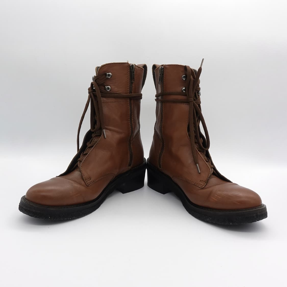 [S,230~240] ZUCCA 주카 브라운 레더 레이스업 부츠 상품이미지3