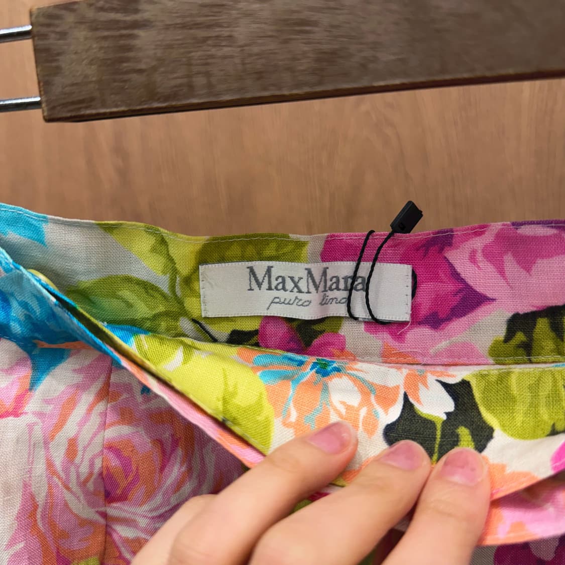 막스마라 랩 미디 스커트 플로럴 프린팅 디테일 H라인 핑크 블루 상품이미지7