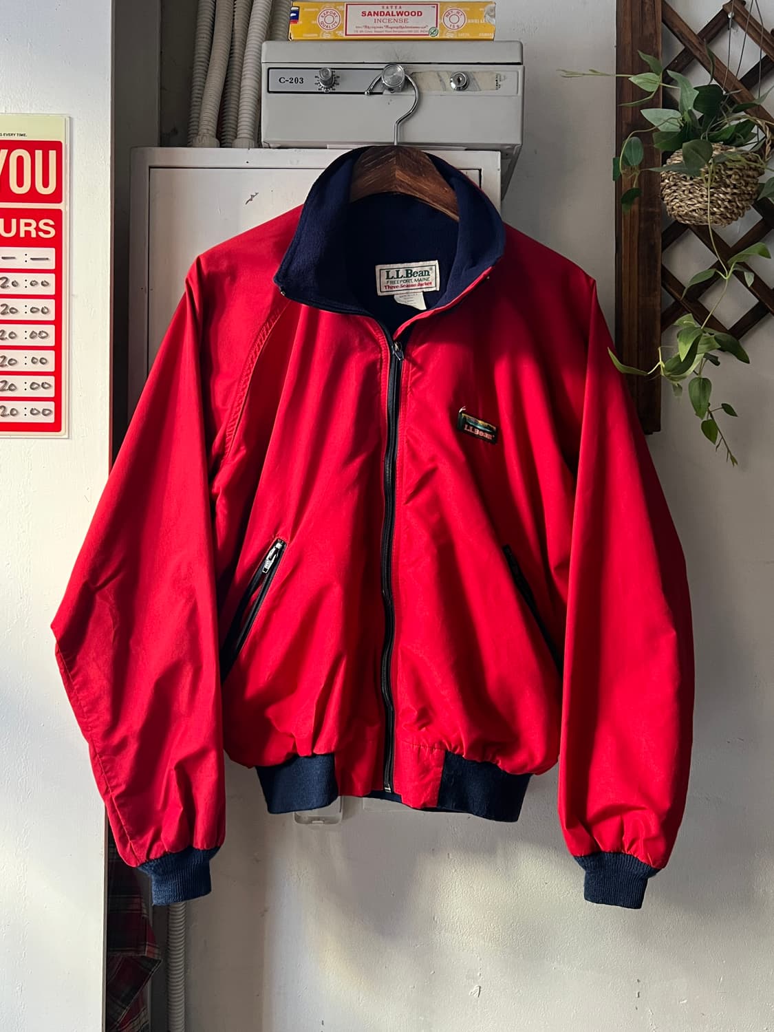 [M]80's 엘엘빈 Made in USA 플리스 라이닝 레드 웜업 자켓 상품이미지1