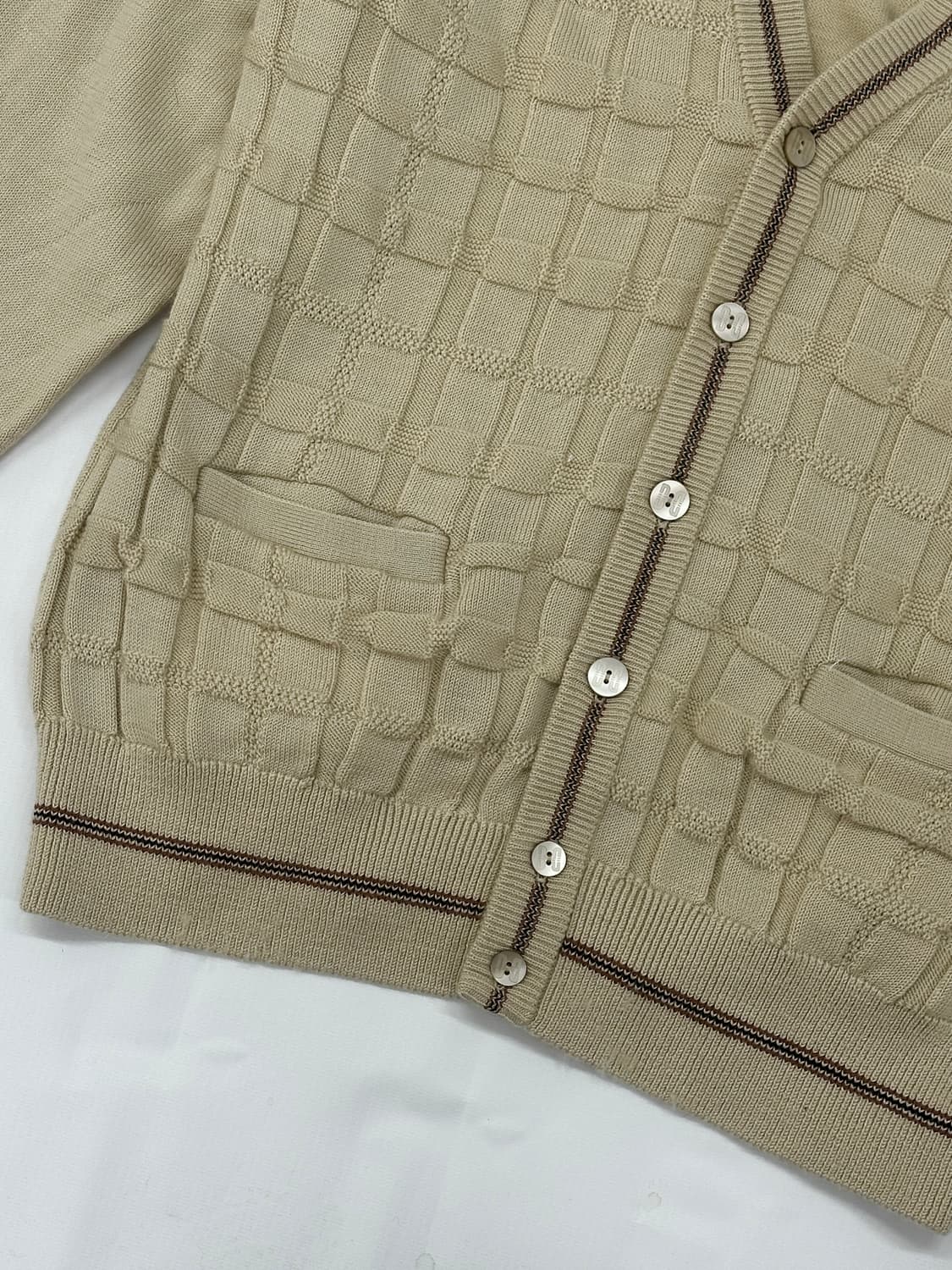 DAKS 닥스 맨즈 베이지 패턴 가디건  핀터 아메카지 보헤미안 상품이미지5