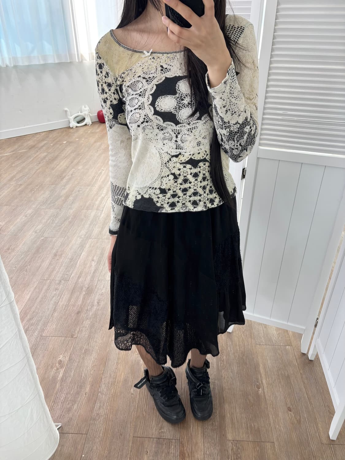 Ahcahcum 레이스 프린트 탑  상품이미지3