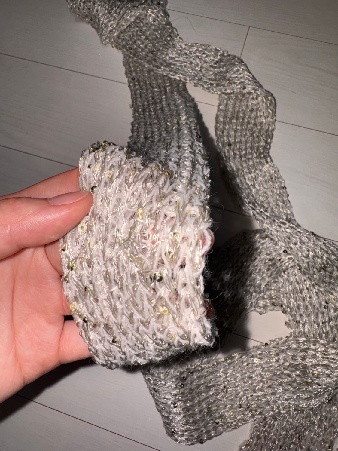 스컬프터 Skinny Sequin Scarf Silver  상품이미지4
