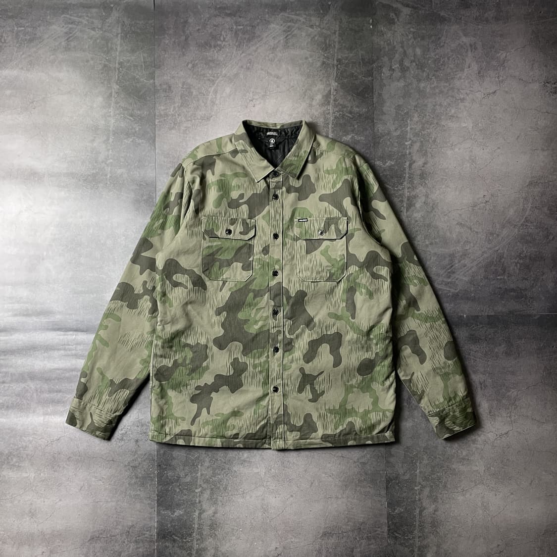 VOLCOM 빈티지 카키 카모패턴 퀄팅 밀리터리 셔츠 A00455 상품이미지1