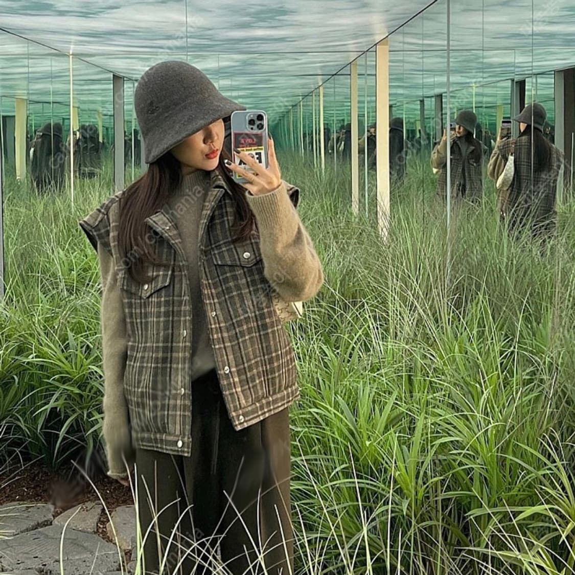 아디세떼흐(A17heures) 하엄지 루흐 체크 패딩베스트 프리사이즈 상품이미지3