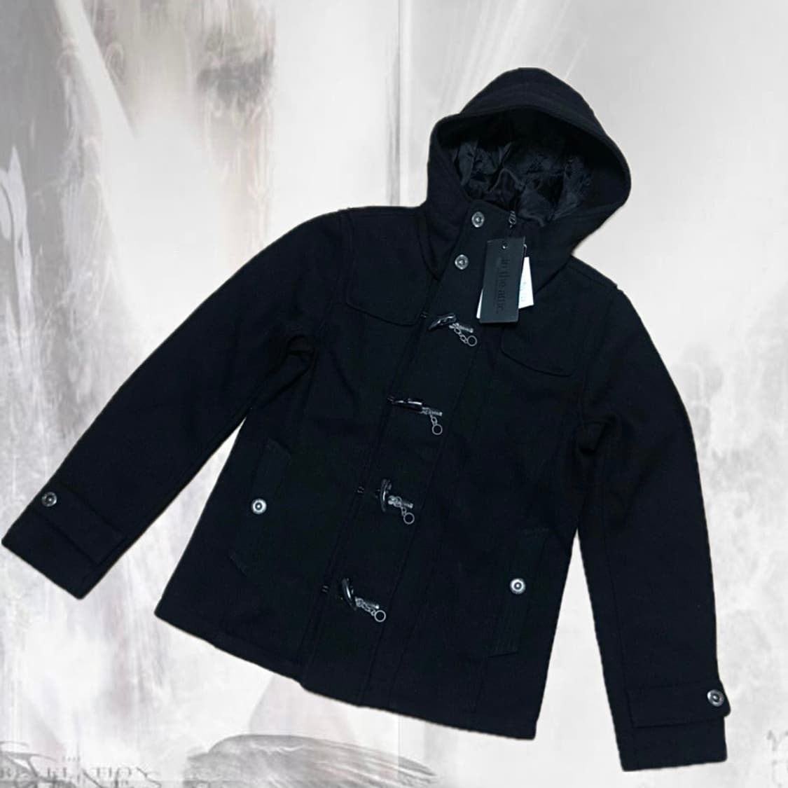 in the attic 인더아틱 더블집 후드 울숏코트 하이넥 자켓 y2k 상품이미지1