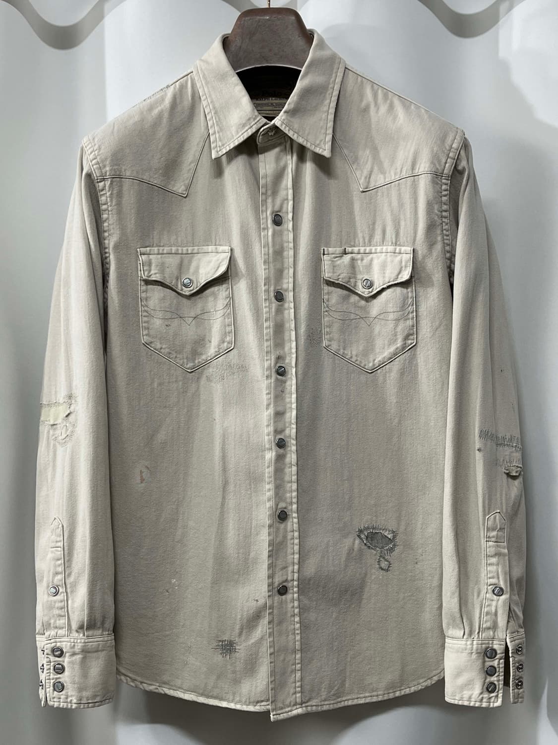 폴로 랄프로렌 디스트레스드 리페어 오트밀 콘초 웨스턴 셔츠 상품이미지1