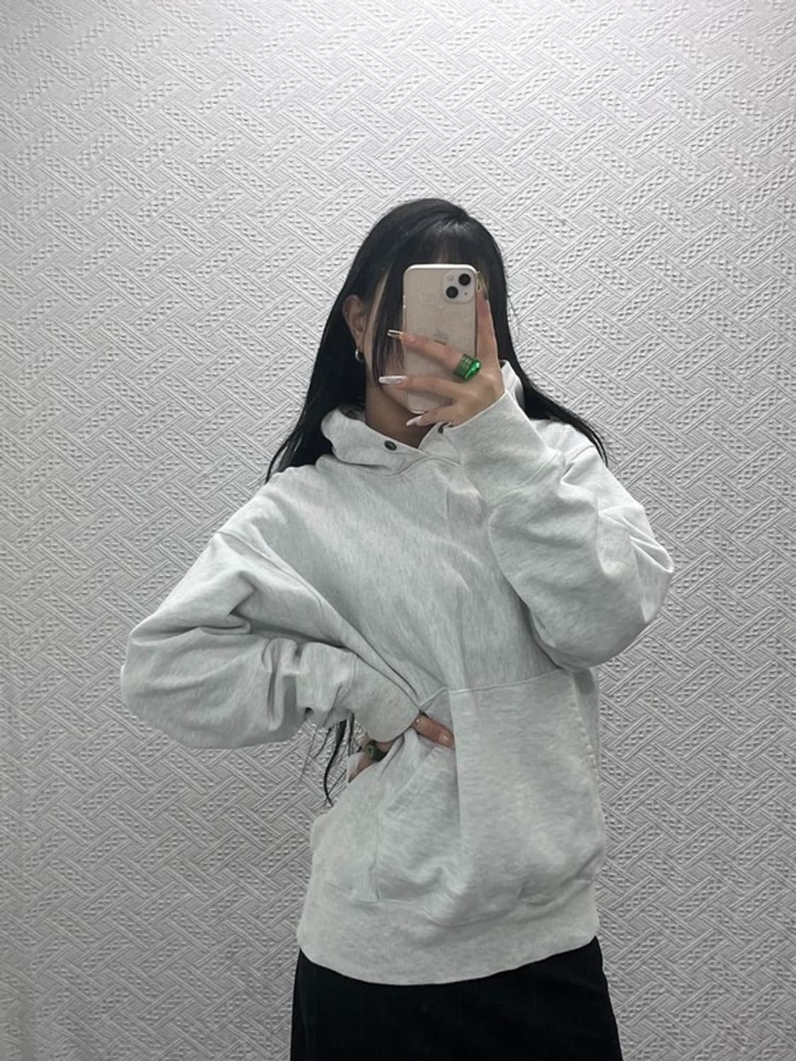 아웃스탠딩 빈티지 멜란지컬러 무지 후드티 S C08138 상품이미지2