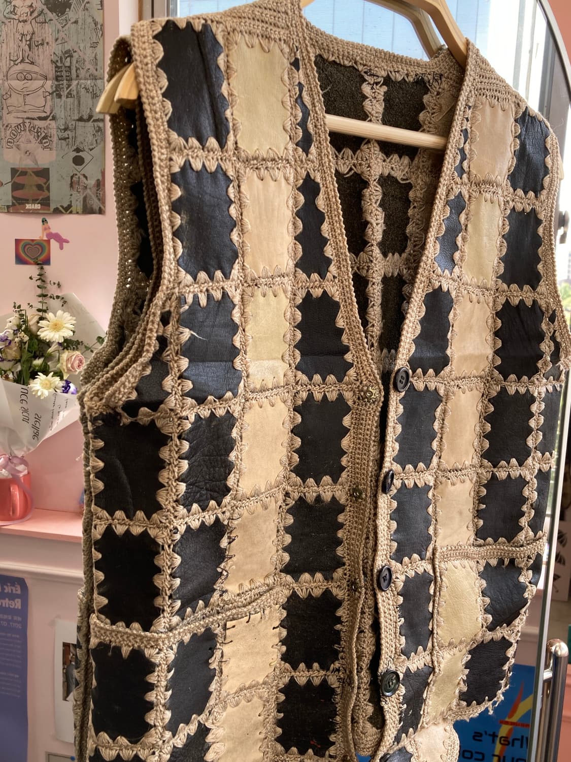 에스닉 크로셰 레더 베스트 상품이미지3