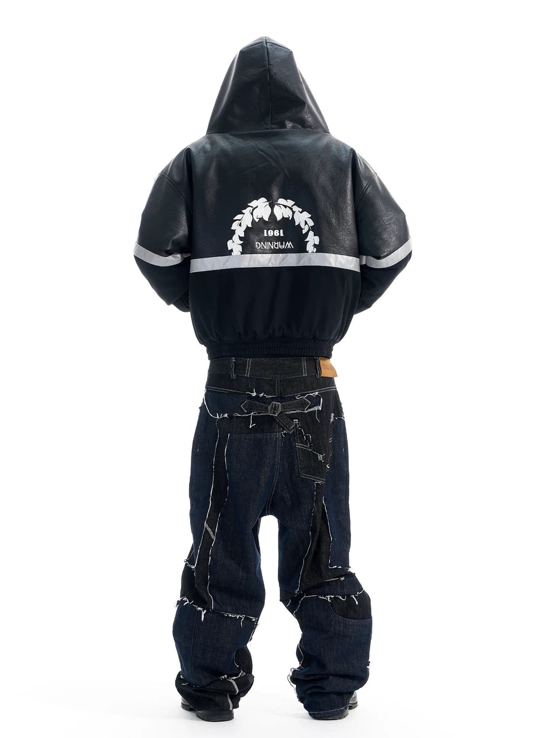 Oversized Reflective-Trim Leather Puffer 상품이미지5