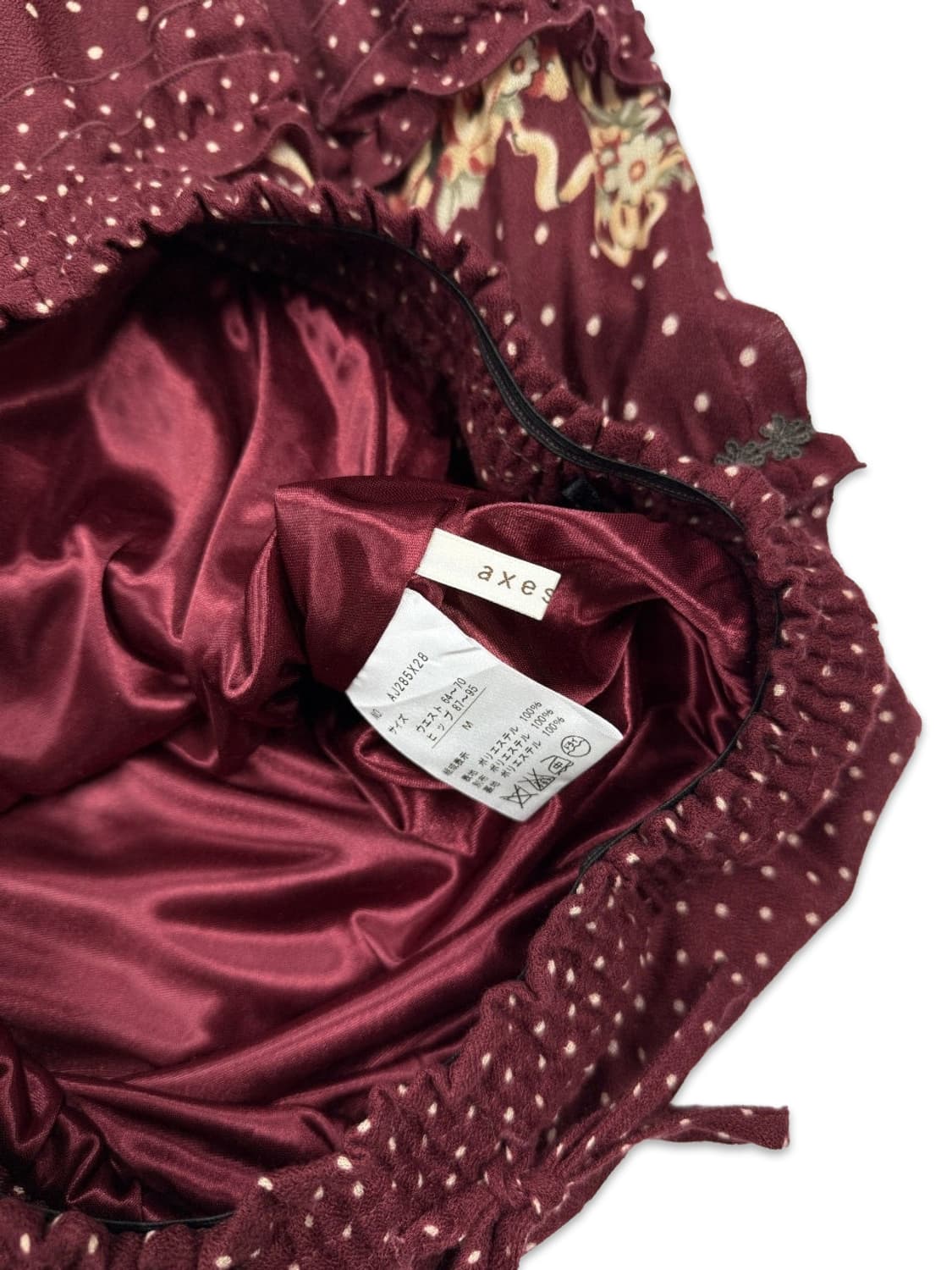 빈티지 Axes femme 와인 도트 프릴 롱 스커트 상품이미지4