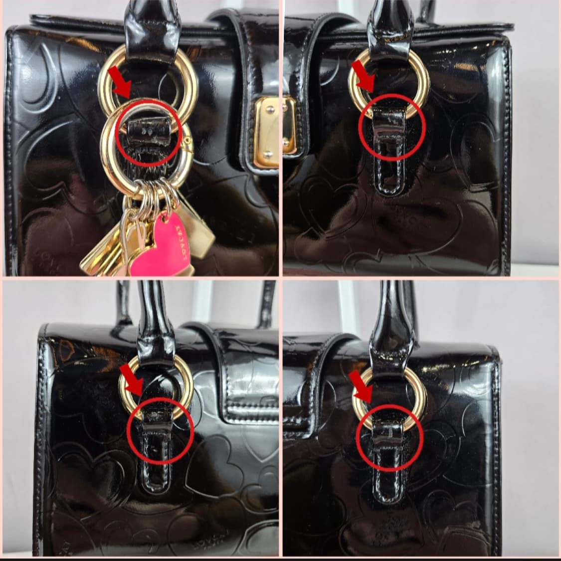 LOVCAT 러브캣 에나멜 페이던트 하트 미니 토트백 블랙 가방 상품이미지3