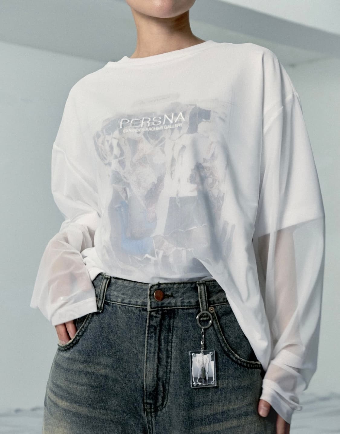 새상품 핀다웃 PERSNA 시스루 롱슬리브 상품이미지1