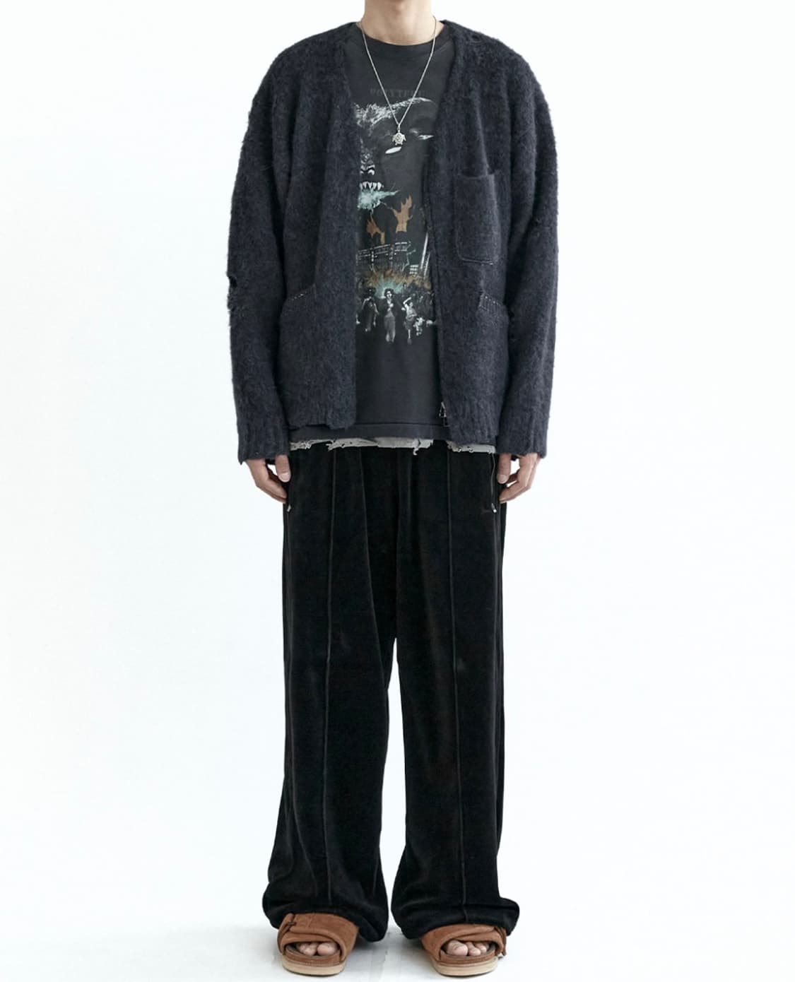 폴리테루 1011 벨루어 트랙 팬츠 1라인 블랙 1사이즈 상품이미지1