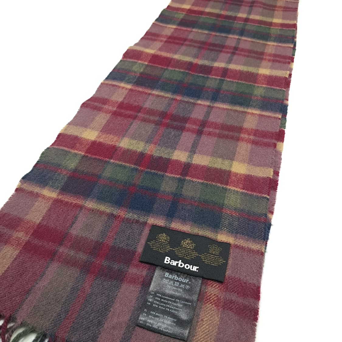 MX238 바버 버건디와인 타탄체크 램스울 캐시미어 목도리 머플러 상품이미지5