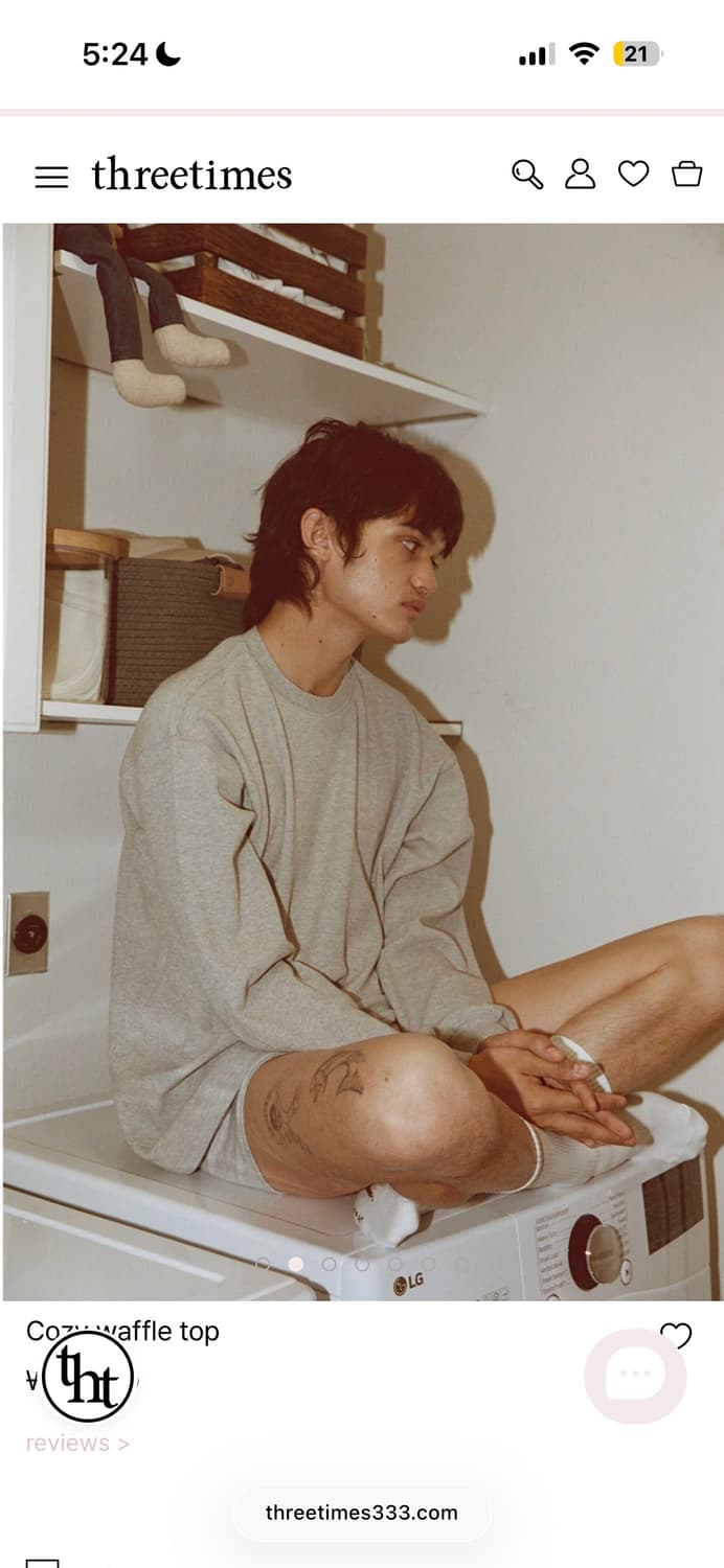 쓰리타임즈 코지 와플 티 그레이 s 상품이미지2