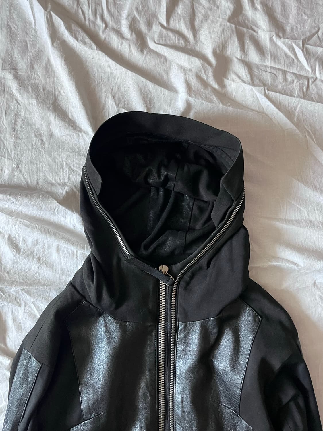 Vintage Leather Zip Detail Hood Jacket 상품이미지3