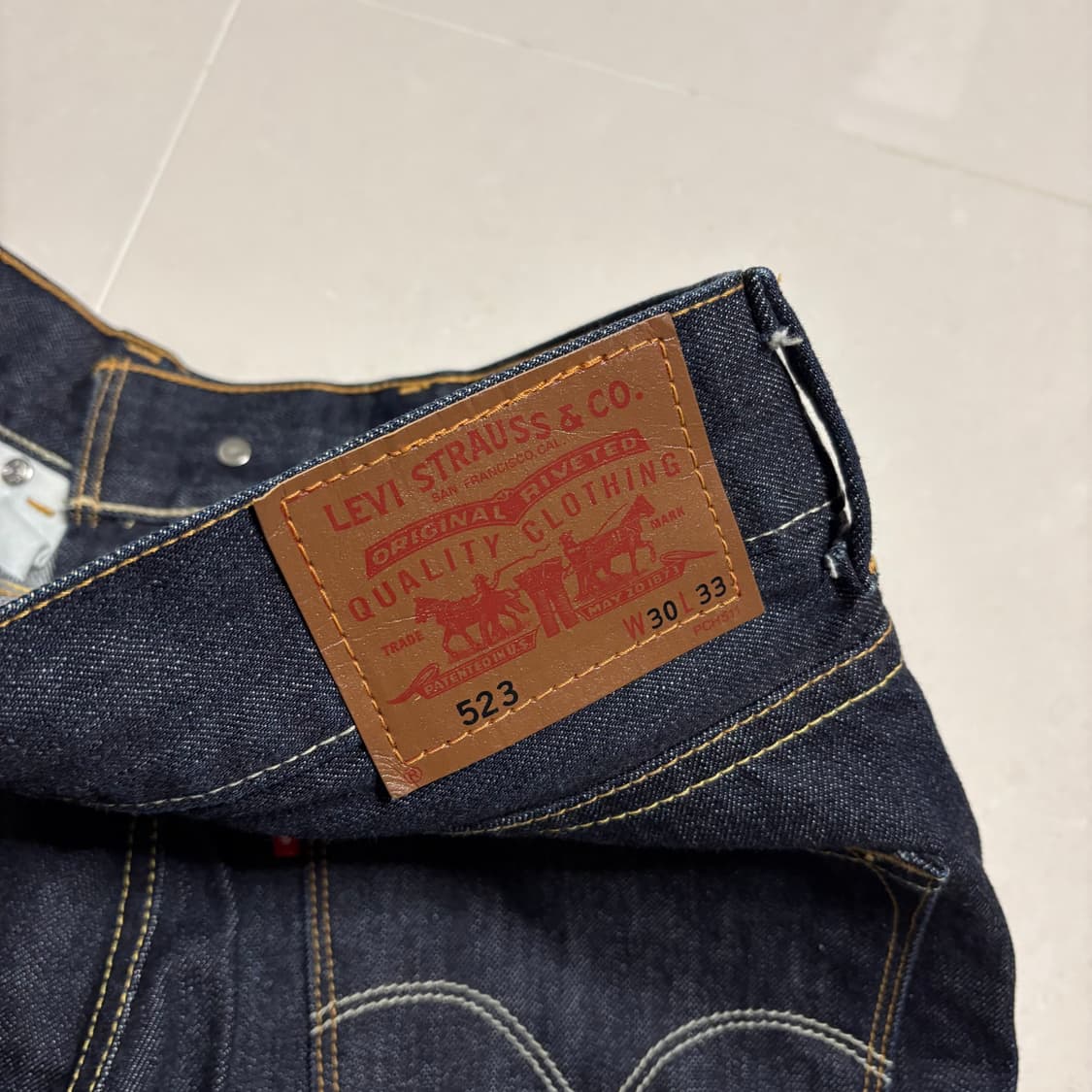 정품 리바이스 523 스트레이트 스티치 진 생지 데님팬츠 청바지 30인치 상품이미지7