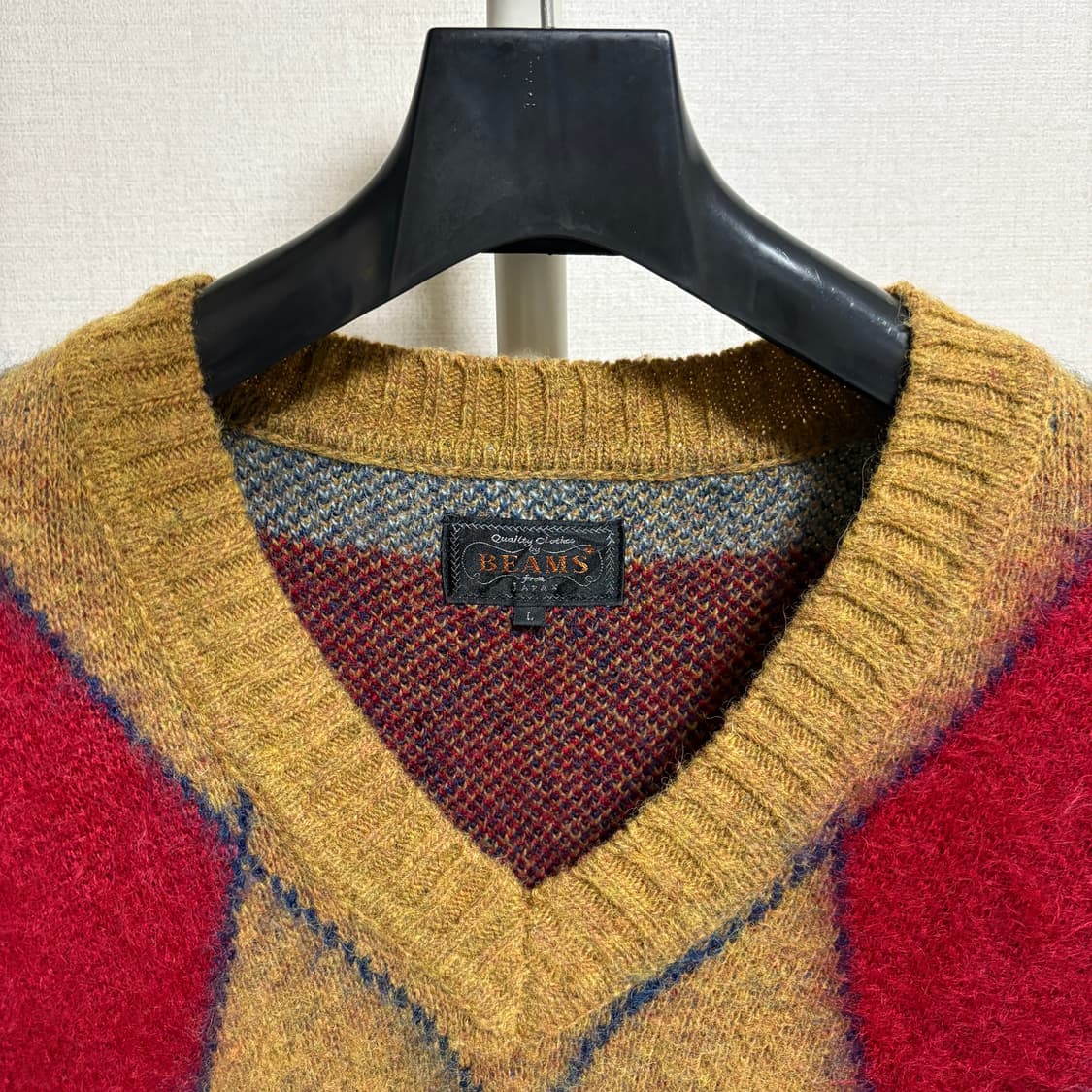 빔즈플러스 알파카 모헤어 V넥 스웨터 / 베이지, L 상품이미지4