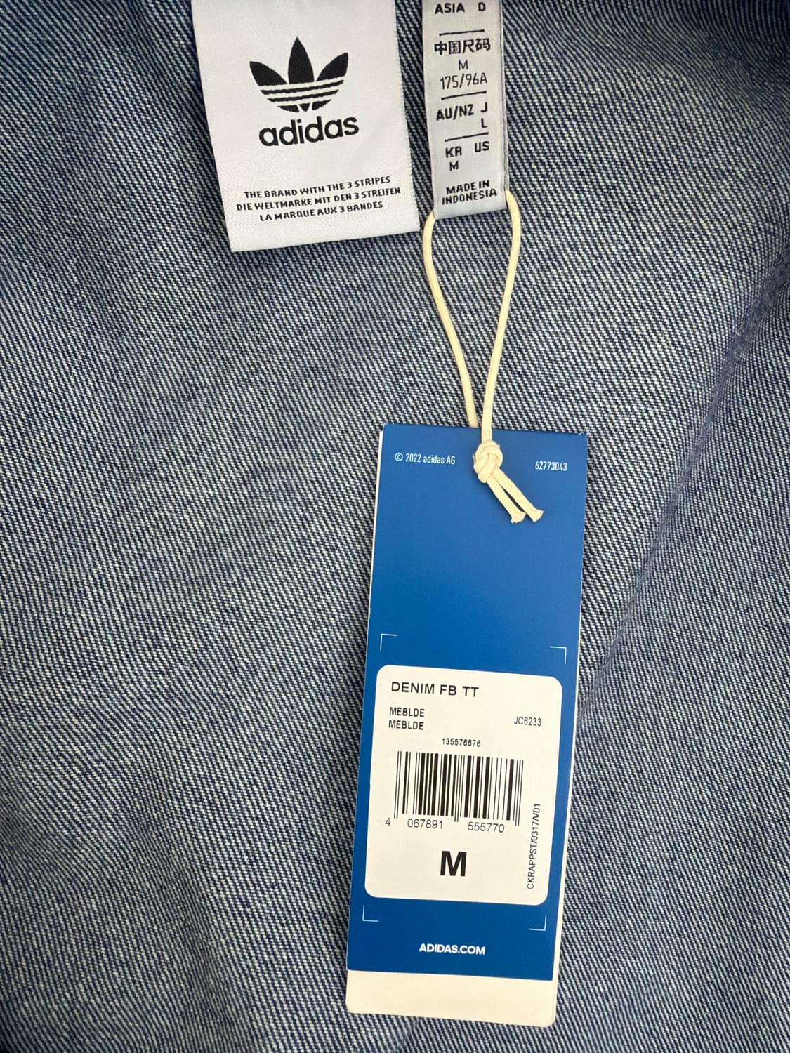 (새상품)아디다스 아디컬러 데님 파이어버드 트랙탑 미디움 블루 데님 M 상품이미지2