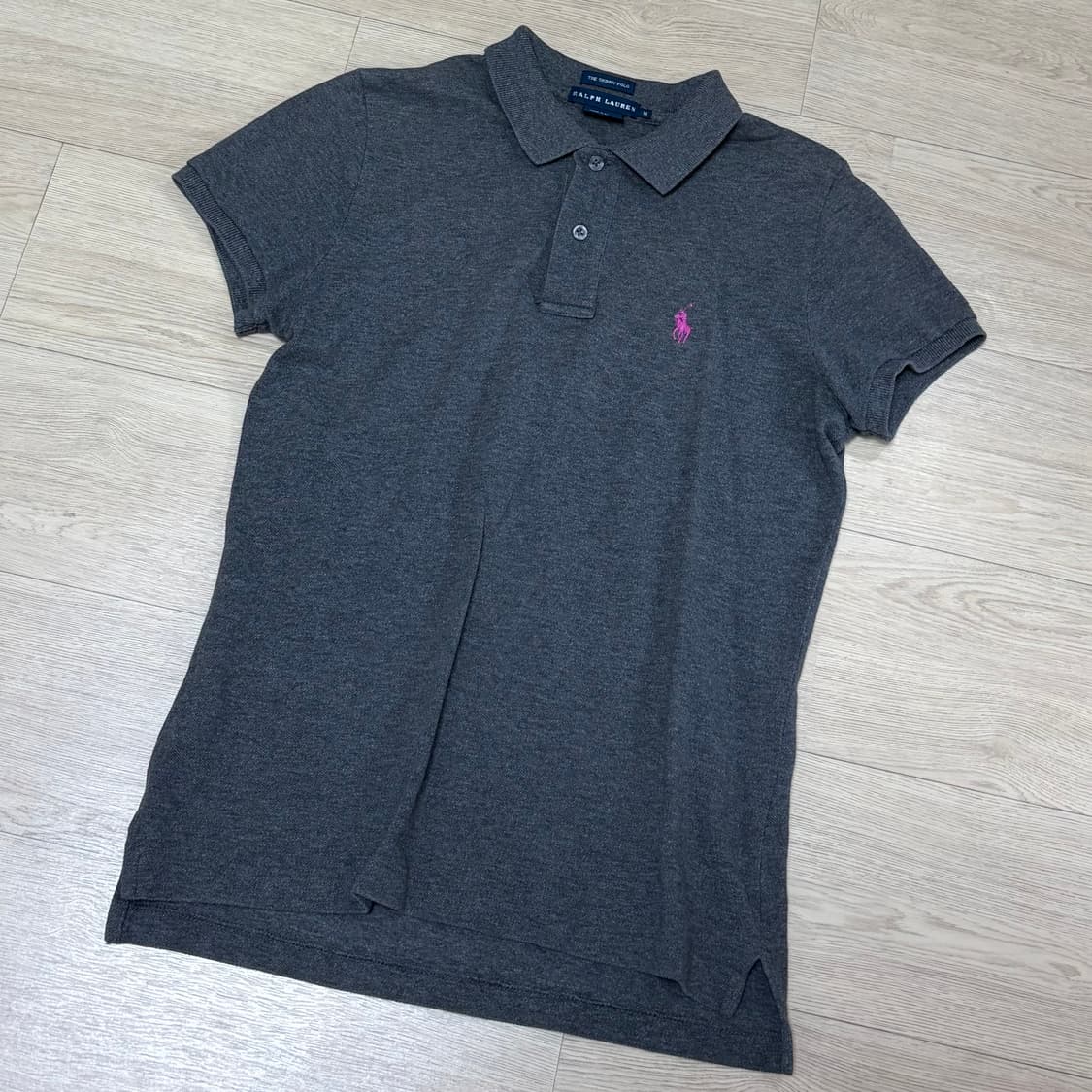 폴로 랄프로렌 스키니 카라 반팔티 그레이 M 상품이미지4