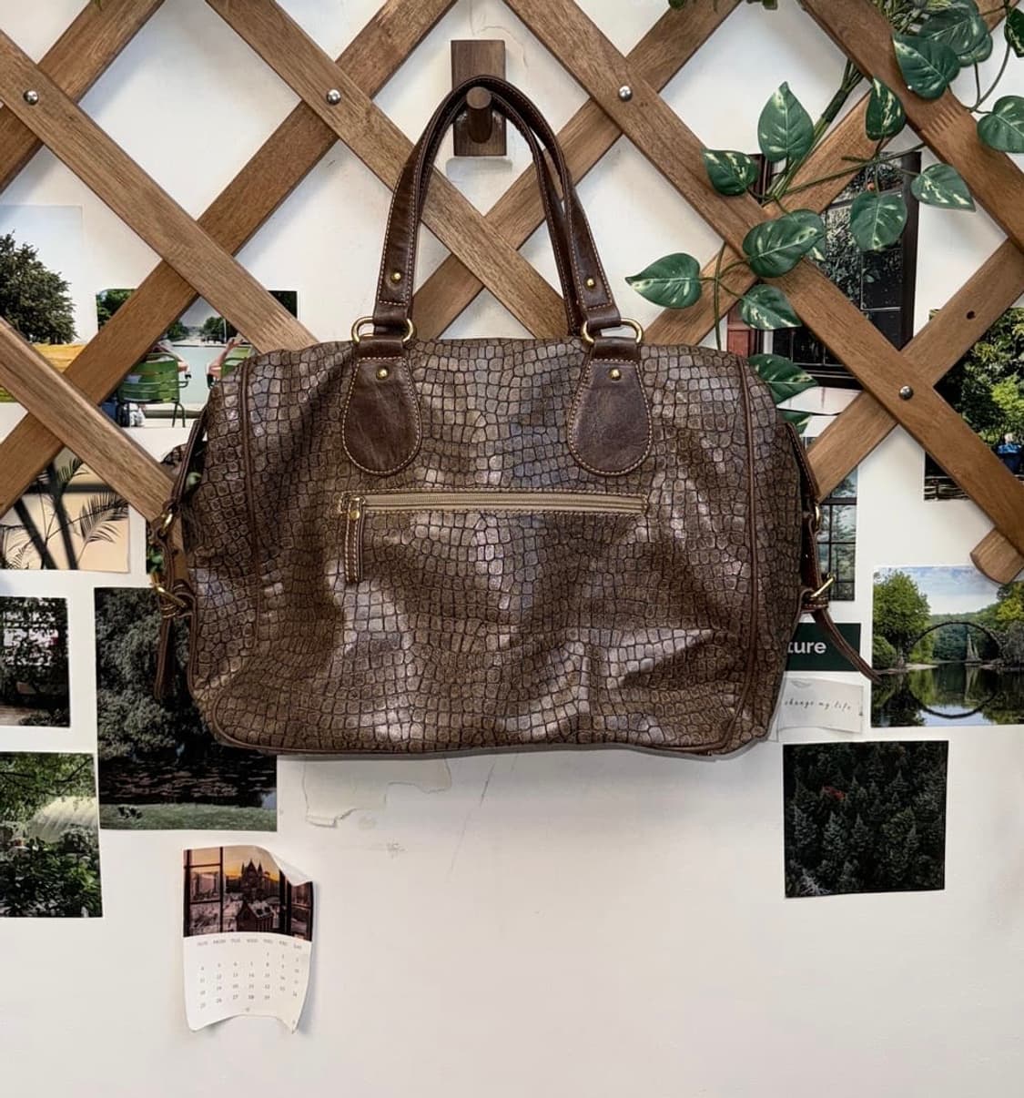 Anne Klein 브라운 버클 뱀피 무드 토트백 상품이미지3