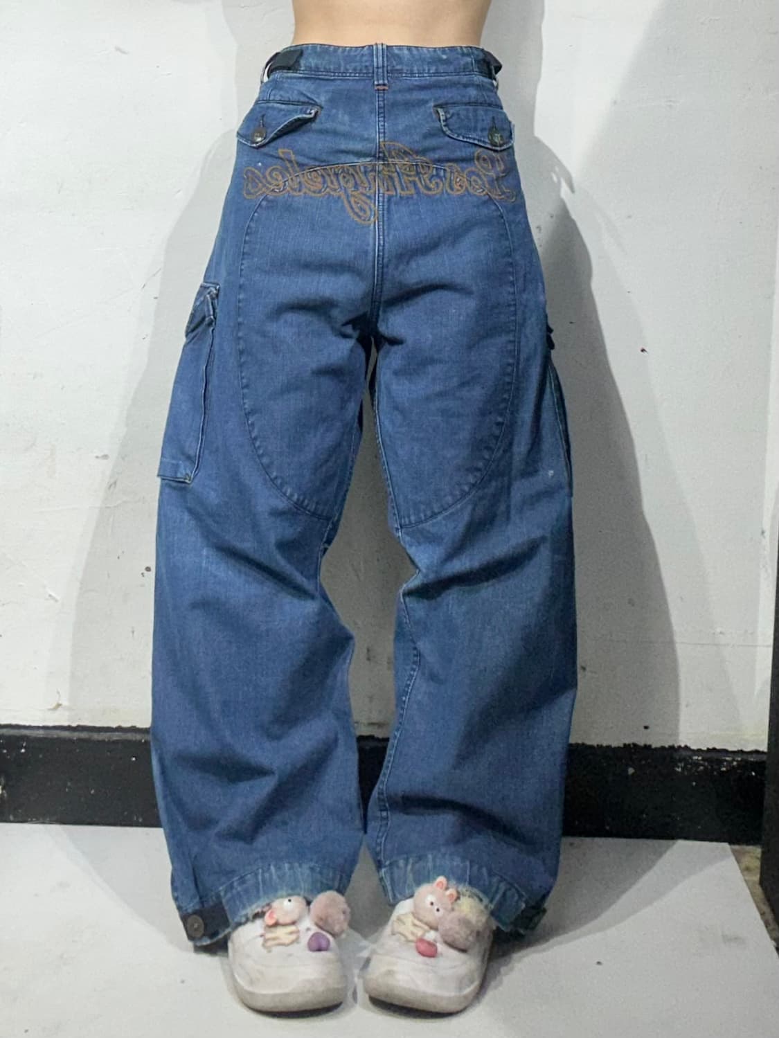 MLB 중청 다저스 콜라보 올드스쿨 데님 힙합 카고 팬츠 청바지  상품이미지2